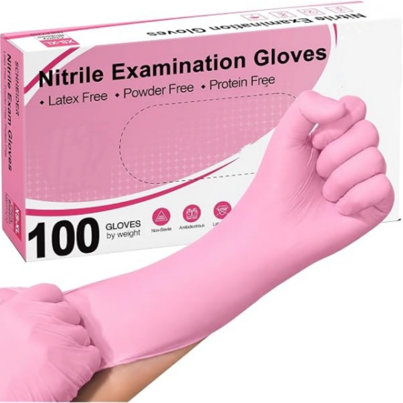Rubber Glove Cleaning - 100-200 Stück Rosa Nitril-Einweghandschuhe 3,5 mil