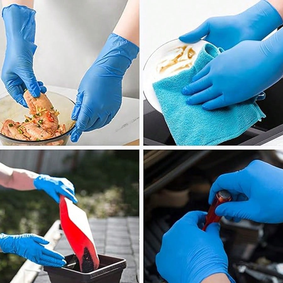 Rubber Glove Cleaning - 100 Stück strapazierfähige Nitril-Einweghandschuhe, puderfreie, latexfreie