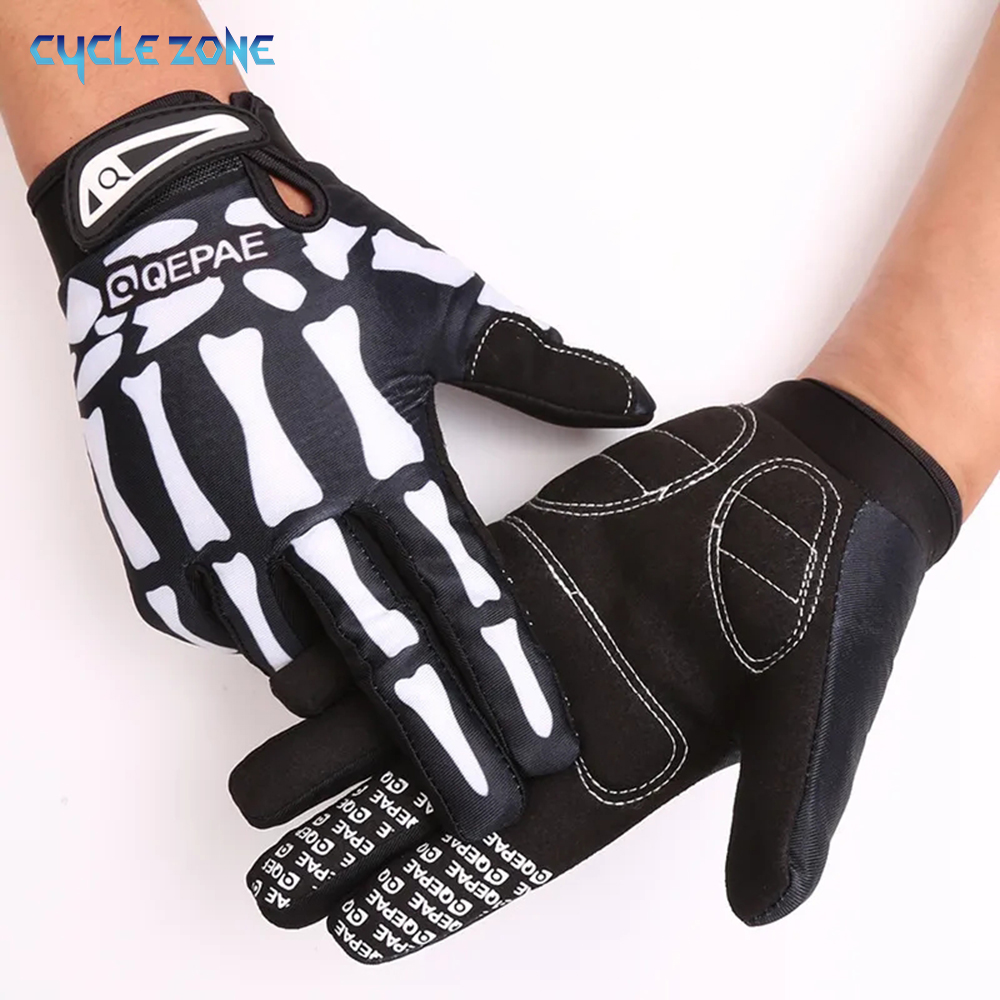 Gardening Glove Waterproof - Vollfinger-Handschuhe, Skelett-Druck, warm, Sport, Fahrradhandschuh, Herren