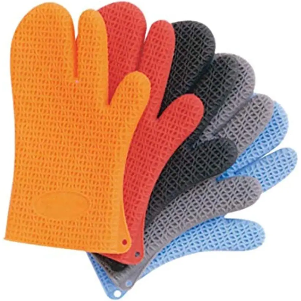 Oven Mitt Silicone - Grauer Strukturierter Silikon-Ofenhandschuh